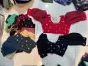 Georgette work 19" long balloon sleev Princess cut blouse
