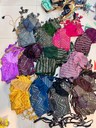 Georgette multi work 9” balloon sleev princess cut blouse