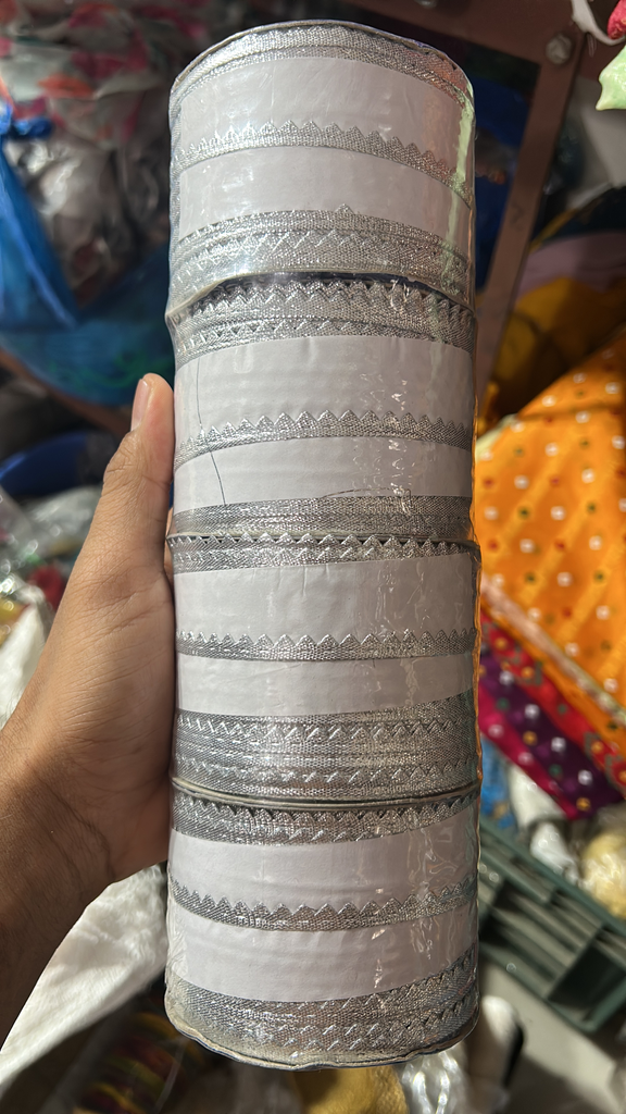 Silver Gota patti paper samosa lace 40 meter pack.