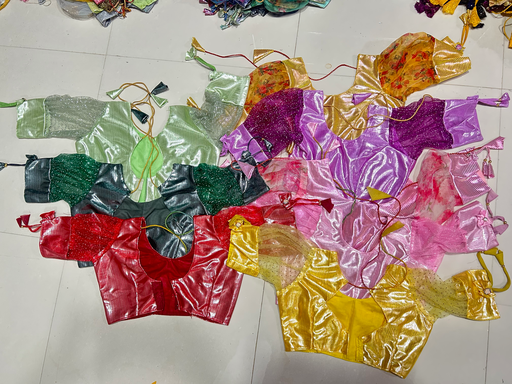 Chameli Shiny Fabric Blouse | 9” Balloon Sleeve princess cut with Astar 