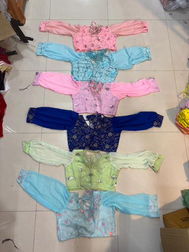 Sequence net 19” long balloon sleev princess cut blouse