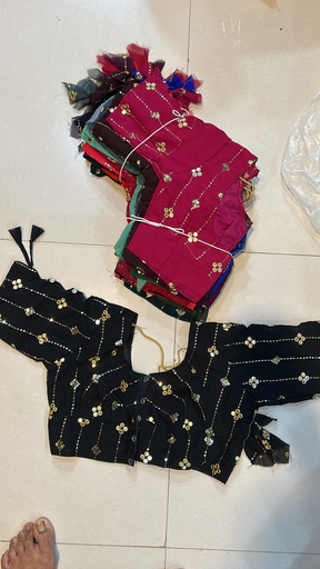 Georgette Net Sequin Blouse | 3-Cut Full Sleeve Katori with Astar