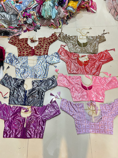 Chameli fabric 3 cut design full sleev katori front button blouse 