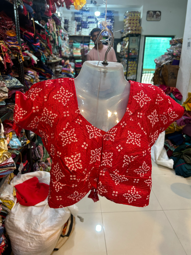 Chanderi Cotton Half Sleeve Readymade Blouse with Sequin & Thread Work