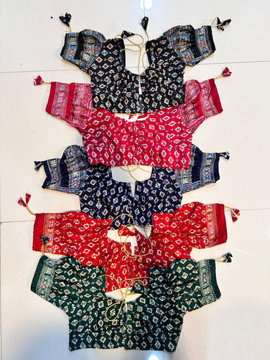 Rayon foil print siroski balloon sleev katori blouse